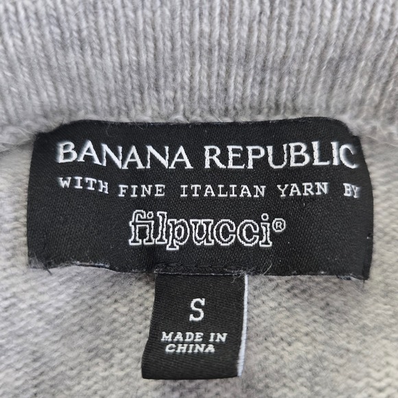 Banana Republic Merino Cashmere Blend Grey Bow Bell Sleeve Sweater Woman Small - Picture 3 of 9